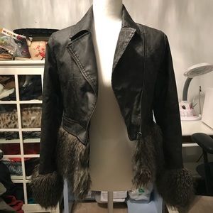 Sisley faux leather faux fur Moto styled jacket